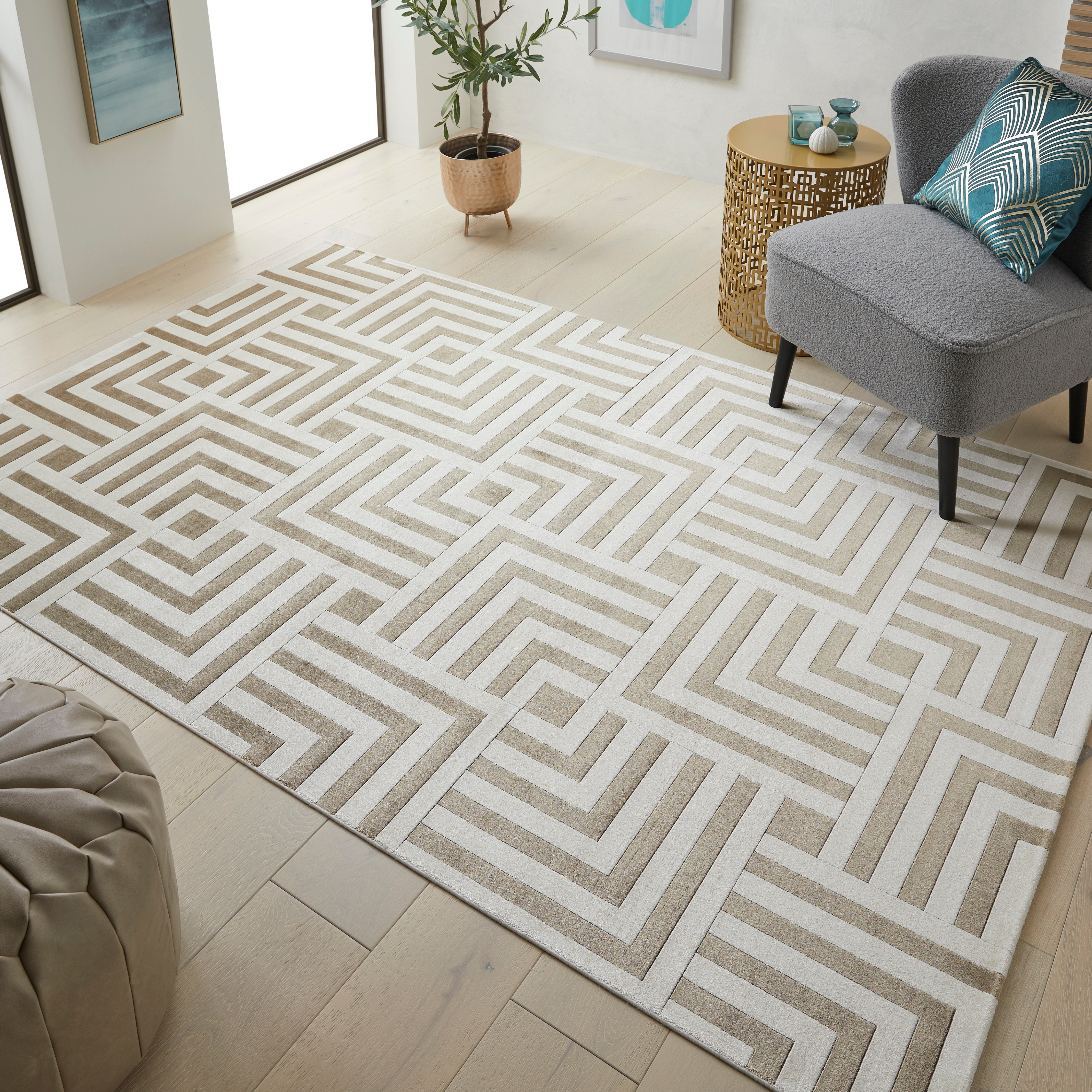 Concept Looms Lugano LUG01 Ivory/Gold Large Rectangle Rug